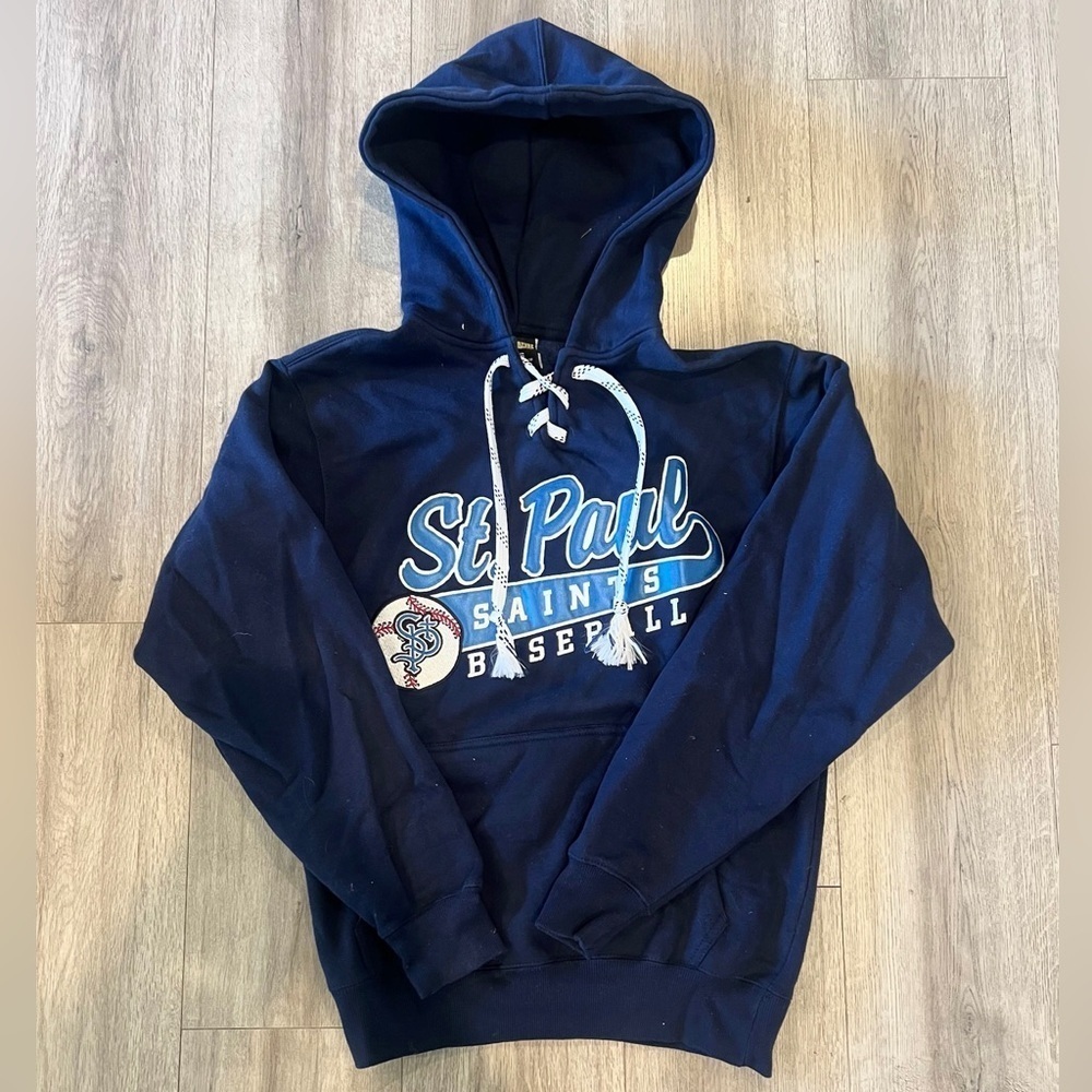 Signature Concepts St. Paul Saints Baseball Navy Blue Lace Up Hoodie Size Small
